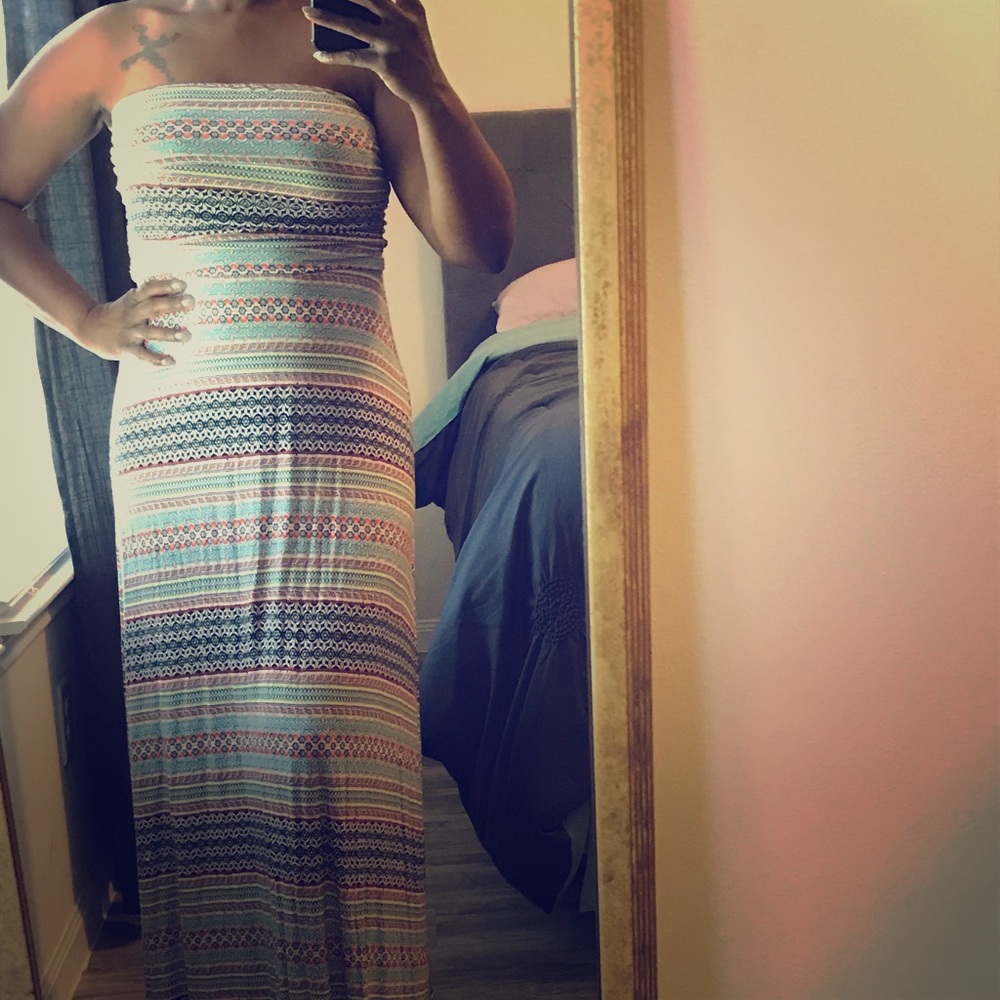 Strapless Printed Maxi